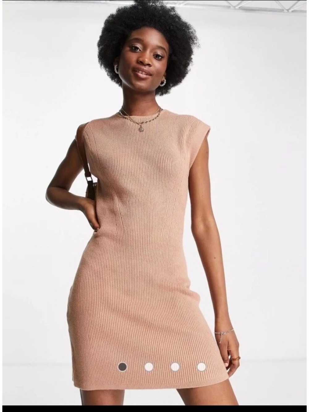 Abercrombie & Fitch Camel Ribbed Knit Sweater Dress Figure Flattering Bodycon S